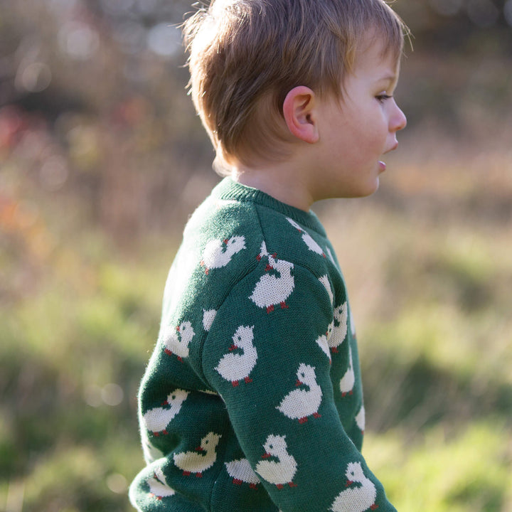 Olive Ducks Snuggly Knitted Jumper Green / 7-8y