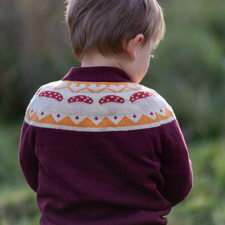 Mushroom Fairisle Knitted Jumper Brown / 7-8y