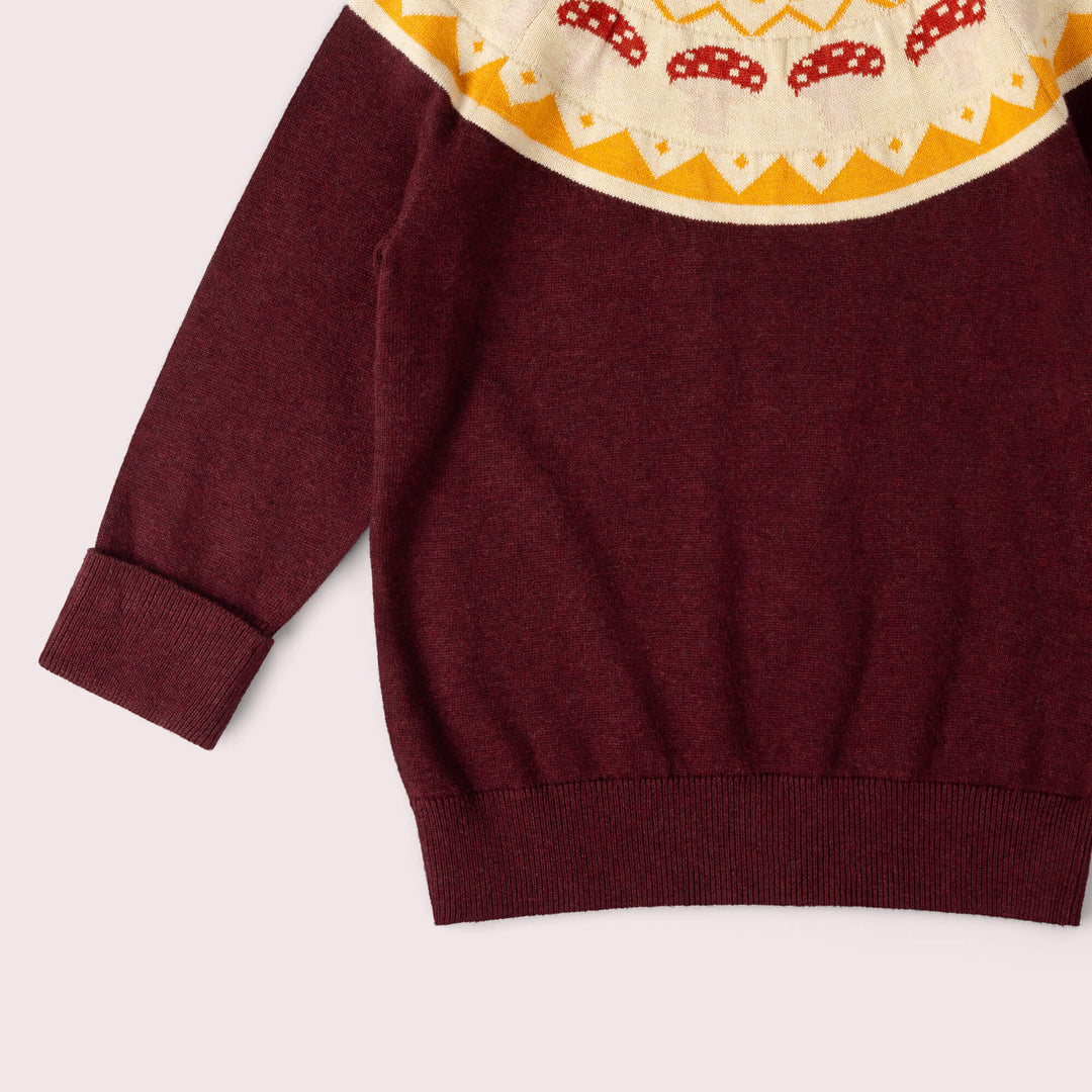 Mushroom Fairisle Knitted Jumper Brown / 7-8y
