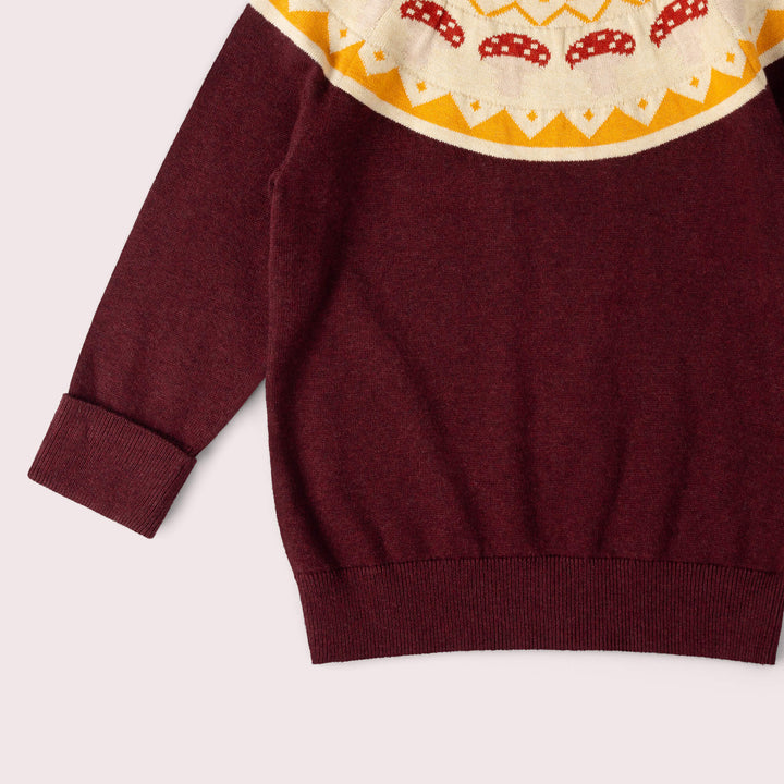 Mushroom Fairisle Knitted Jumper Brown / 7-8y