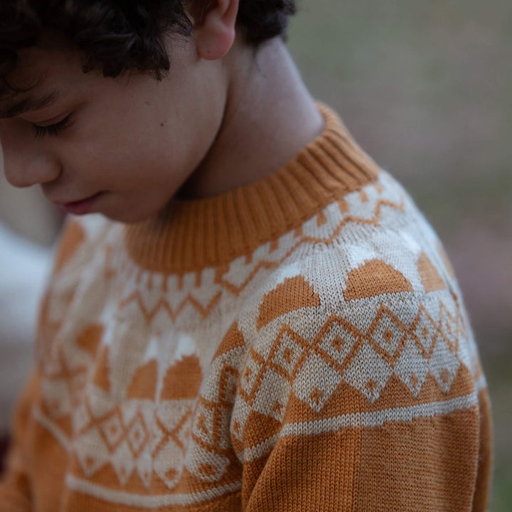 Mountain Fairisle Snuggly Woollen Jumper Gold / 7-8y