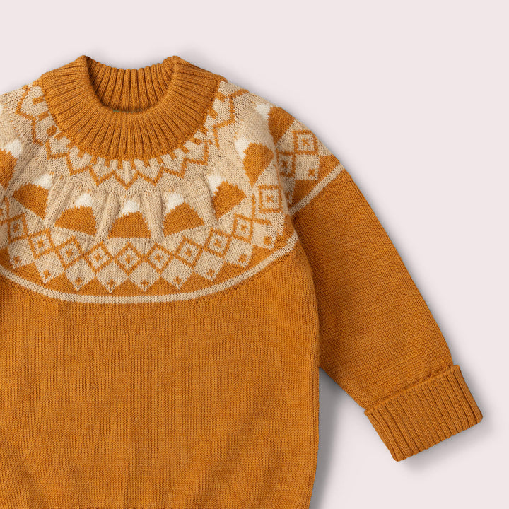 Mountain Fairisle Snuggly Woollen Jumper Gold / 7-8y