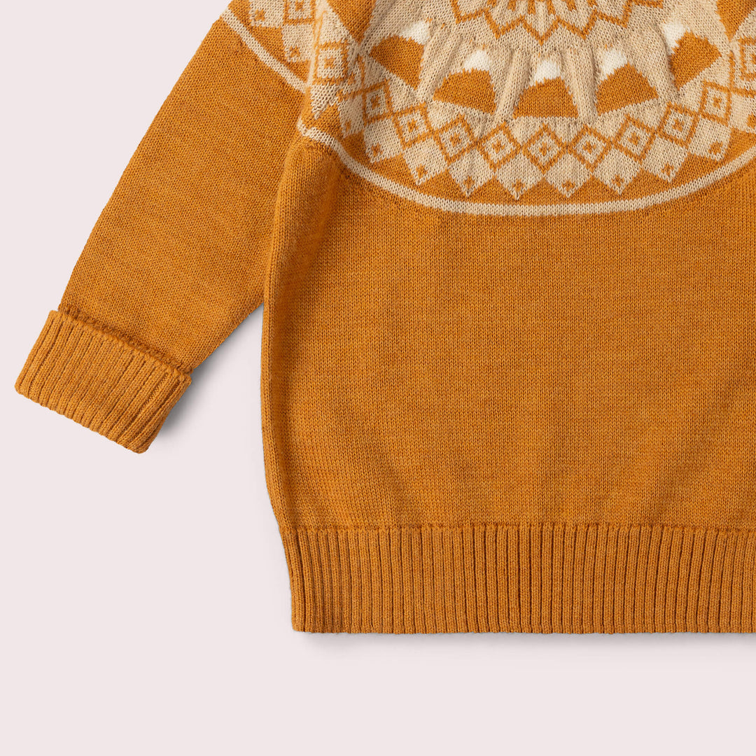 Mountain Fairisle Snuggly Woollen Jumper Gold / 7-8y