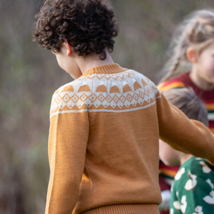 Mountain Fairisle Snuggly Woollen Jumper Gold / 7-8y