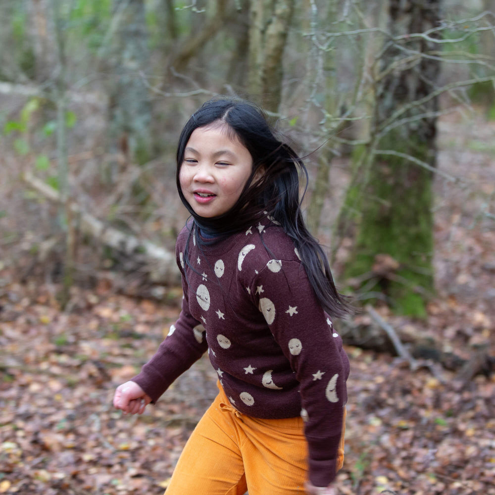 Moon Fairisle Snuggly Woollen Jumper Brown / 7-8y