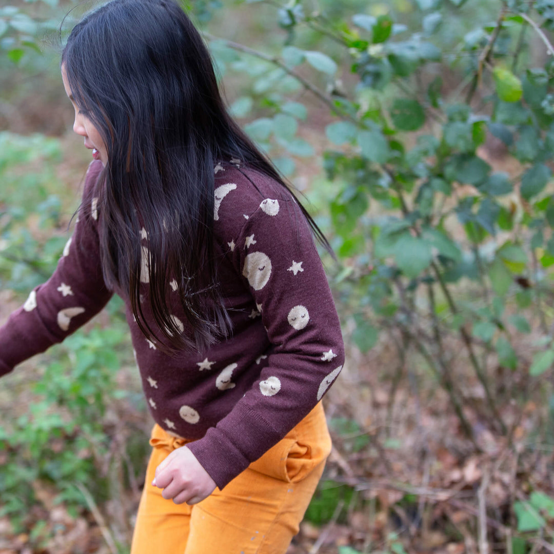 Moon Fairisle Snuggly Woollen Jumper Brown / 7-8y