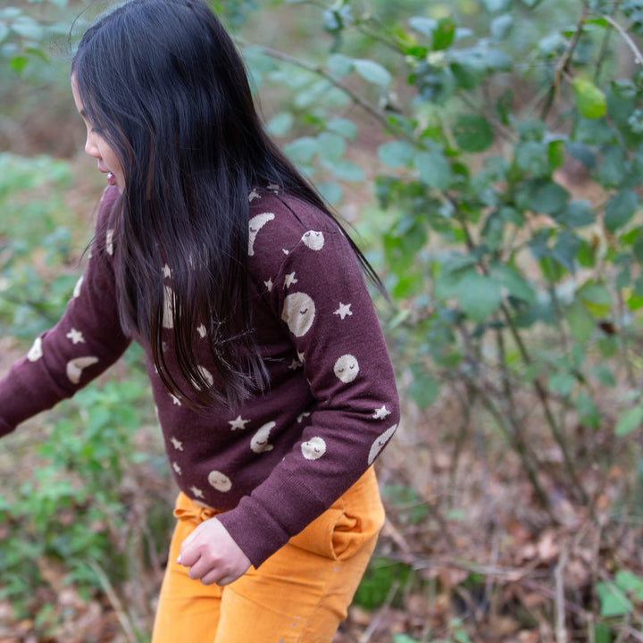 Moon Fairisle Snuggly Woollen Jumper Brown / 7-8y