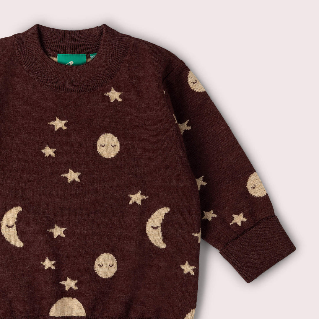 Moon Fairisle Snuggly Woollen Jumper Brown / 7-8y