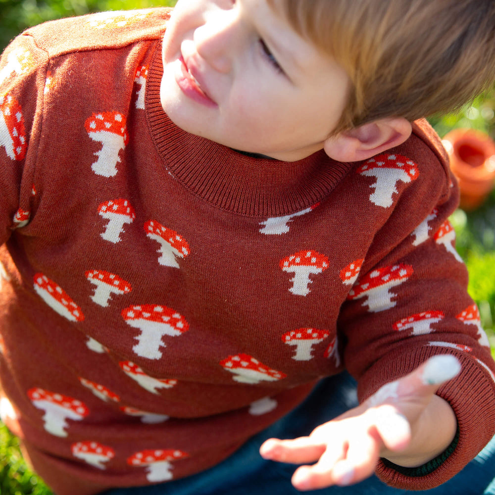 Mushroom Knitted Jumper Orange / 7-8y