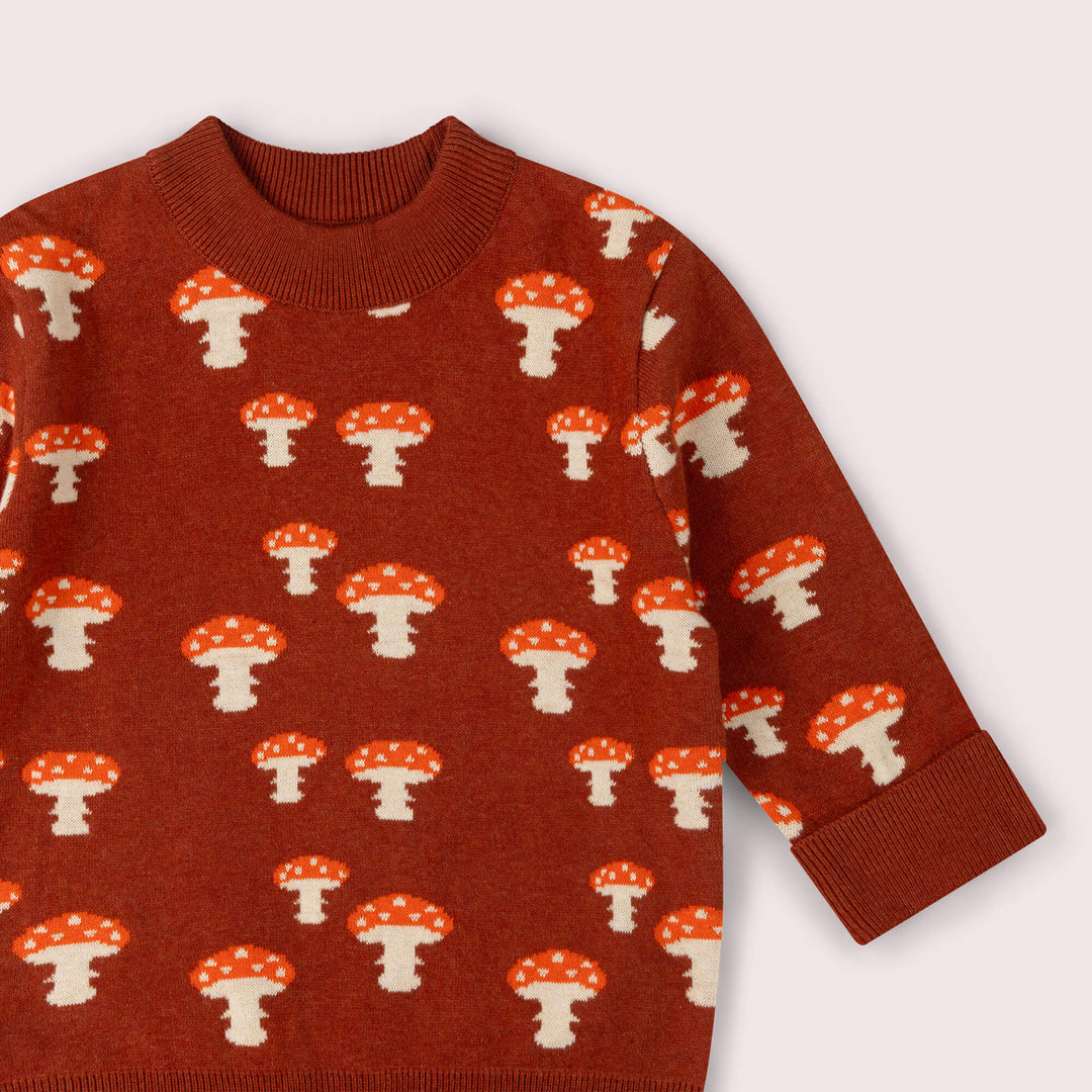 Mushroom Knitted Jumper Orange / 7-8y