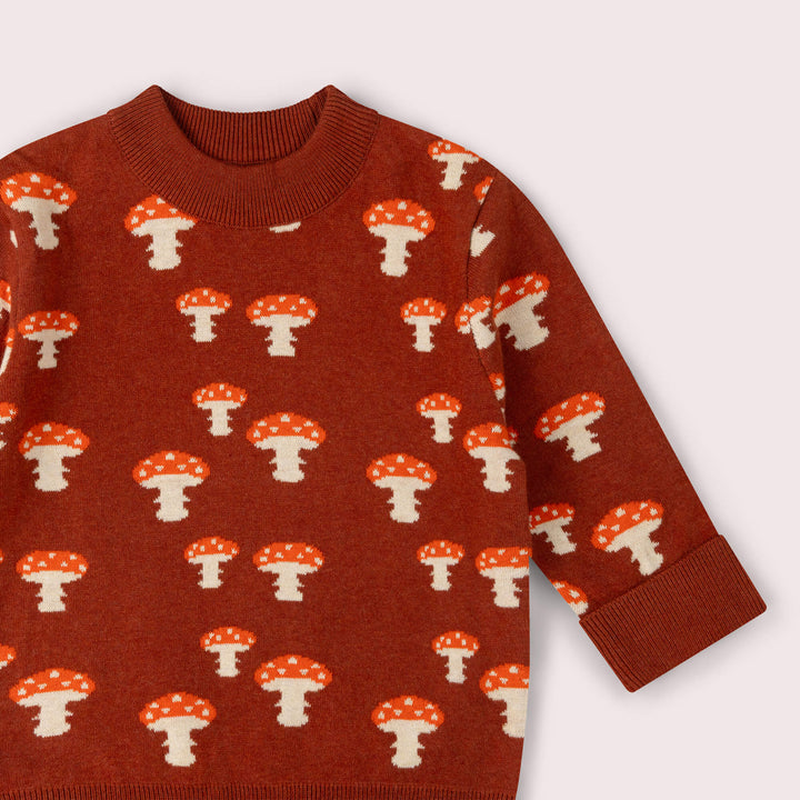 Mushroom Knitted Jumper Orange / 7-8y