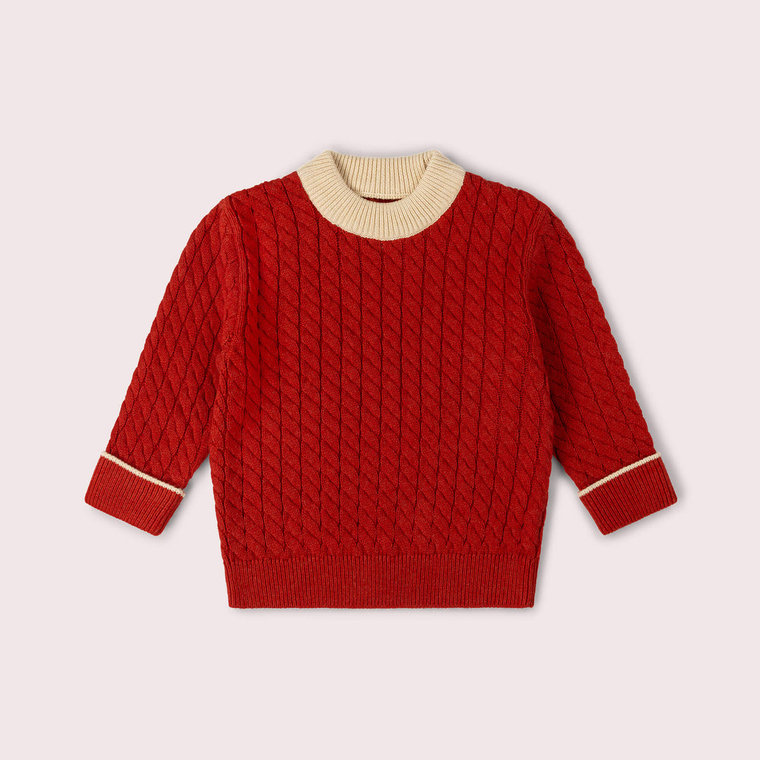 Burnt Ochre Snuggly Knitted Jumper Red / 7-8y