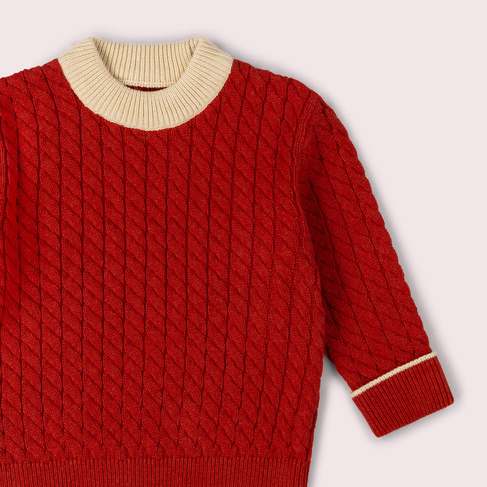 Burnt Ochre Snuggly Knitted Jumper Red / 7-8y