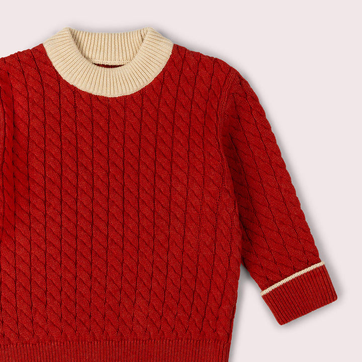 Burnt Ochre Snuggly Knitted Jumper Red / 7-8y