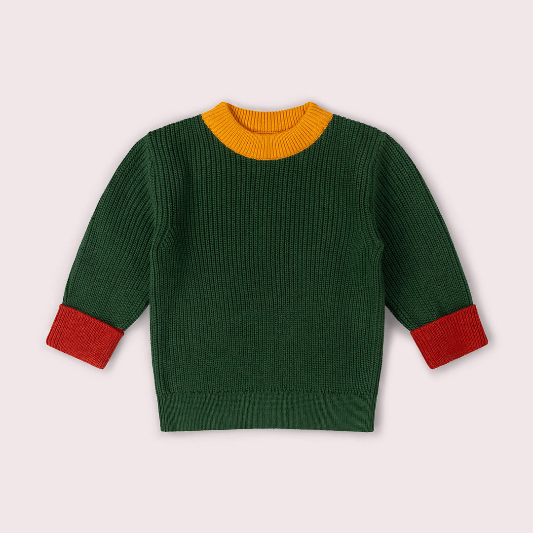 Olive Green Snuggly Knitted Jumper Green / 7-8y