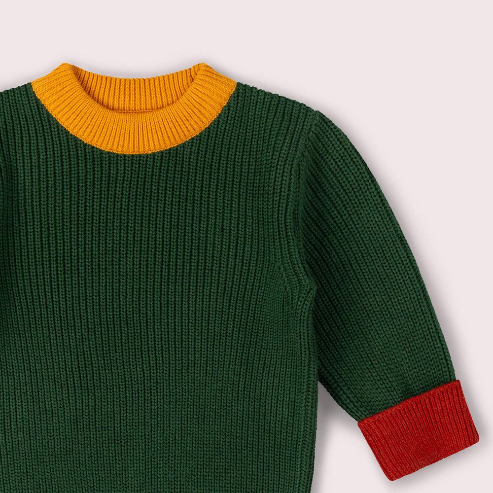 Olive Green Snuggly Knitted Jumper Green / 7-8y