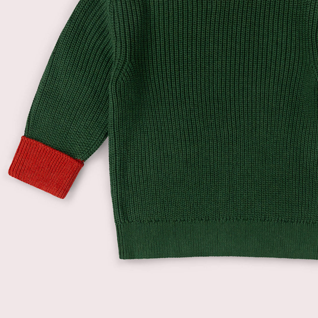 Olive Green Snuggly Knitted Jumper Green / 7-8y