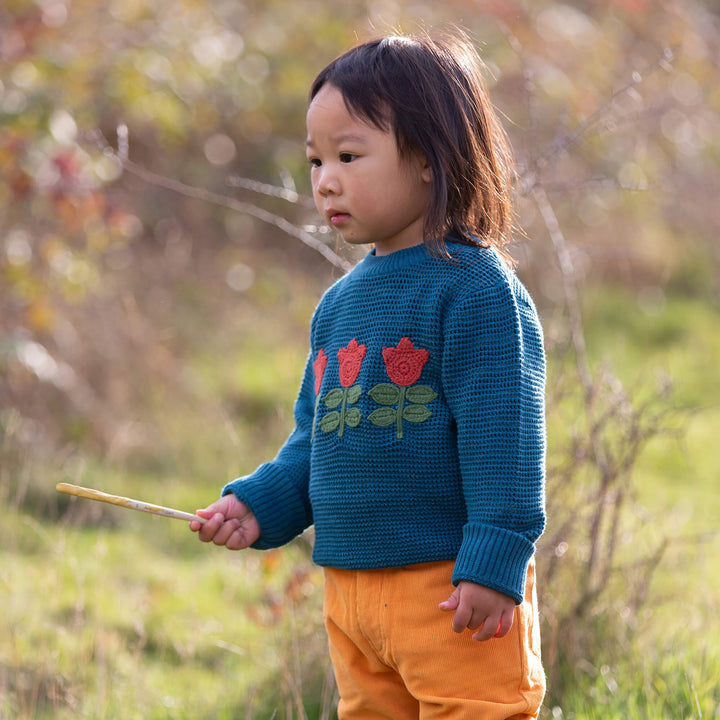 Tulips Knitted Knitted Jumper Blue / 7-8y