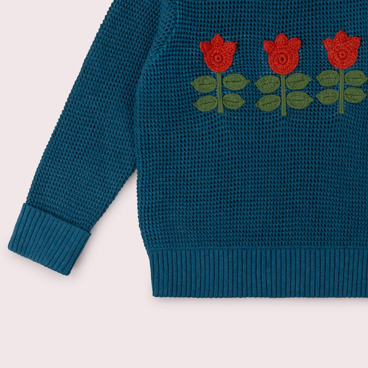 Tulips Knitted Knitted Jumper Blue / 7-8y
