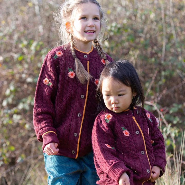 Berry Petal Snuggly Knitted Cardigan Purple / 7-8y