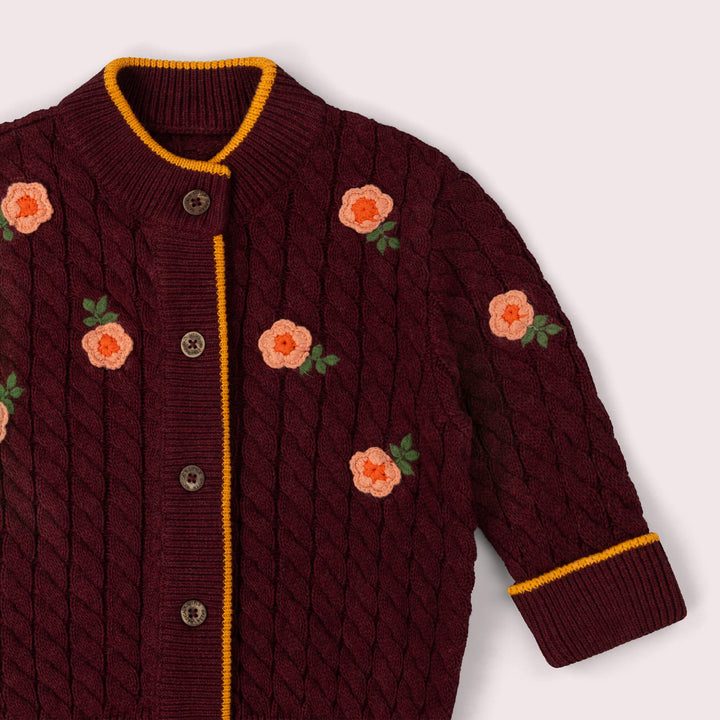 Berry Petal Snuggly Knitted Cardigan Purple / 7-8y