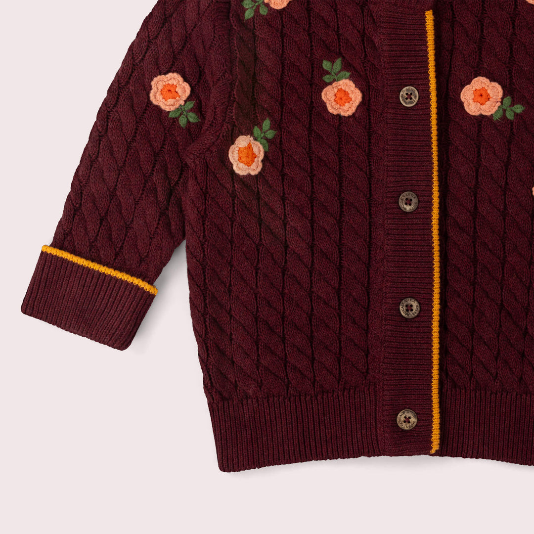 Berry Petal Snuggly Knitted Cardigan Purple / 7-8y