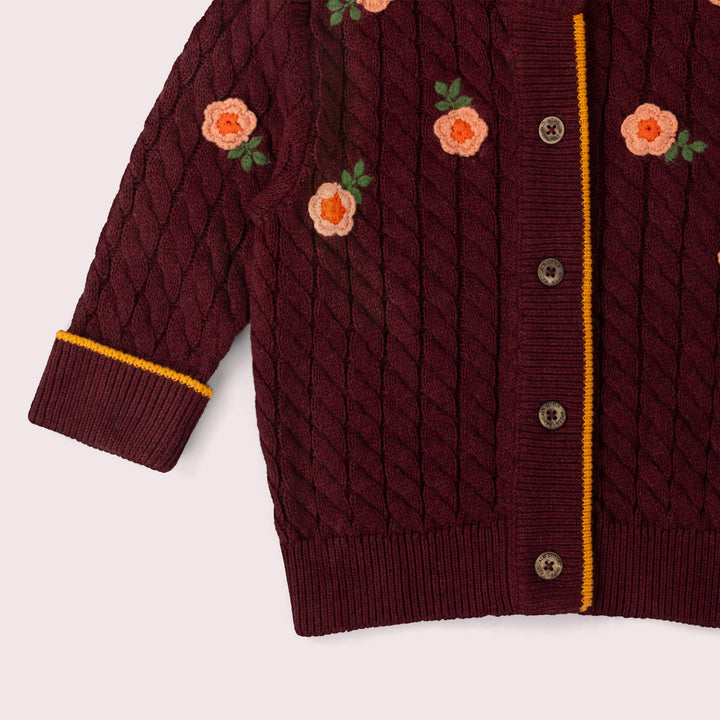 Berry Petal Snuggly Knitted Cardigan Purple / 7-8y