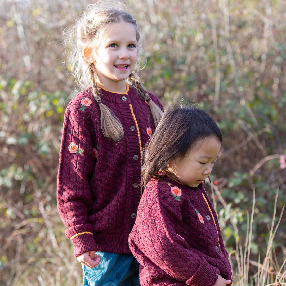 Berry Petal Snuggly Knitted Cardigan Purple / 7-8y