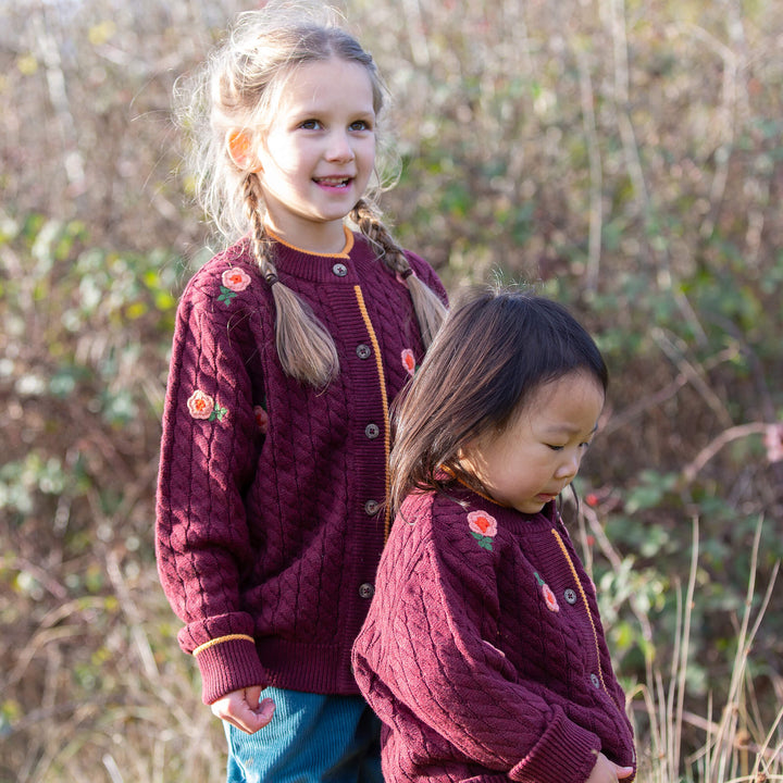 Berry Petal Snuggly Knitted Cardigan Purple / 7-8y
