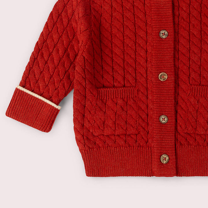 Burnt Ochre Snuggly Knitted Cardigan Red / 7-8y
