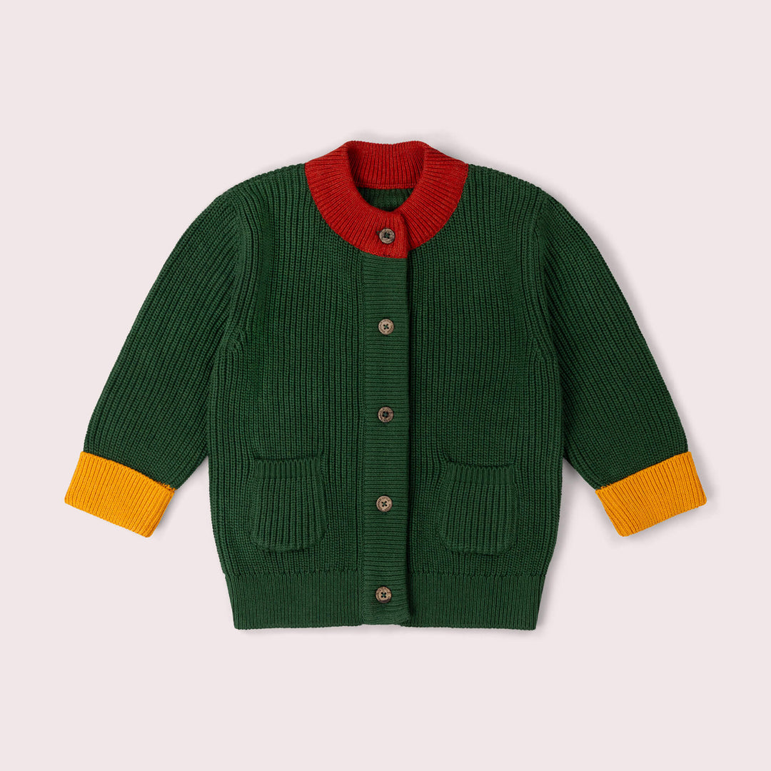Olive Green Snuggly Knitted Cardigan Green / 7-8y