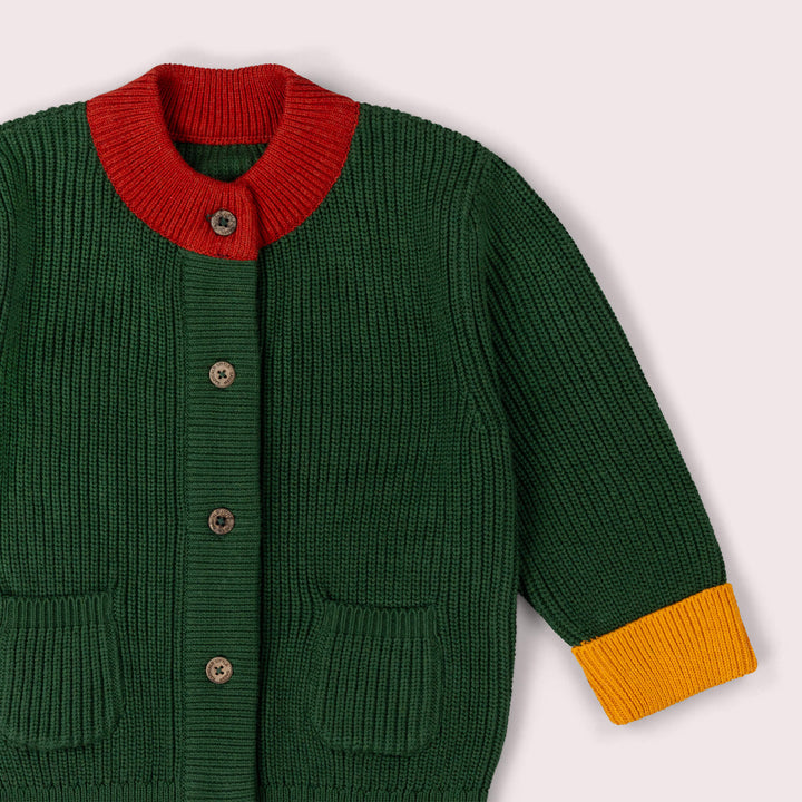 Olive Green Snuggly Knitted Cardigan Green / 7-8y