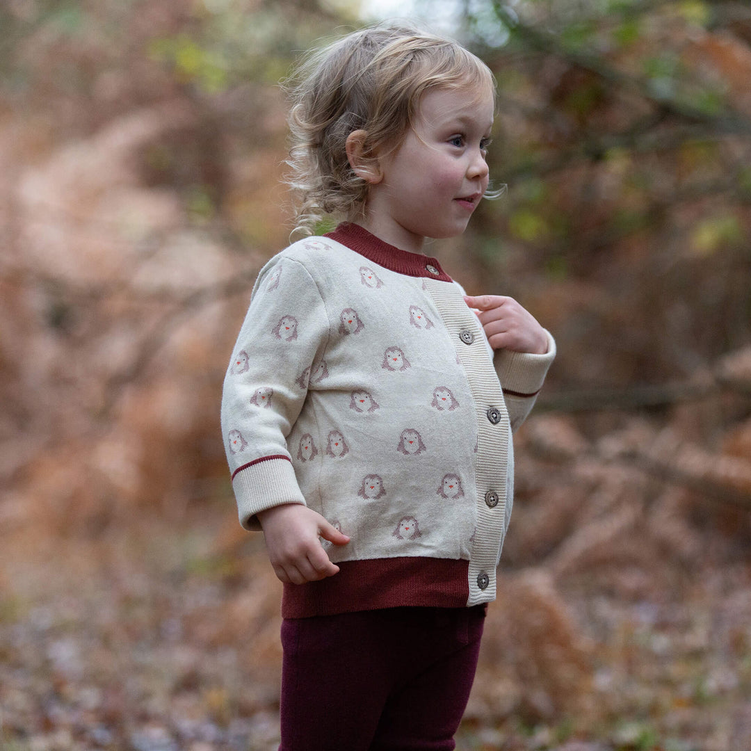 Snow Penguins Knitted Cardigan Cream / 7-8y