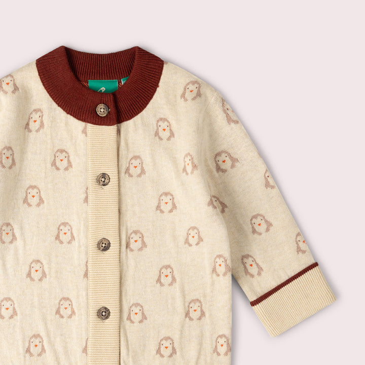 Snow Penguins Knitted Cardigan Cream / 7-8y