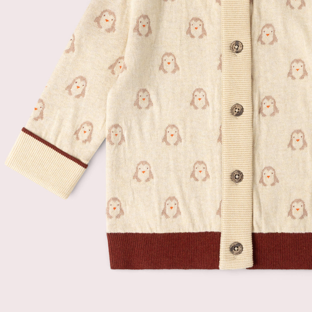 Snow Penguins Knitted Cardigan Cream / 7-8y