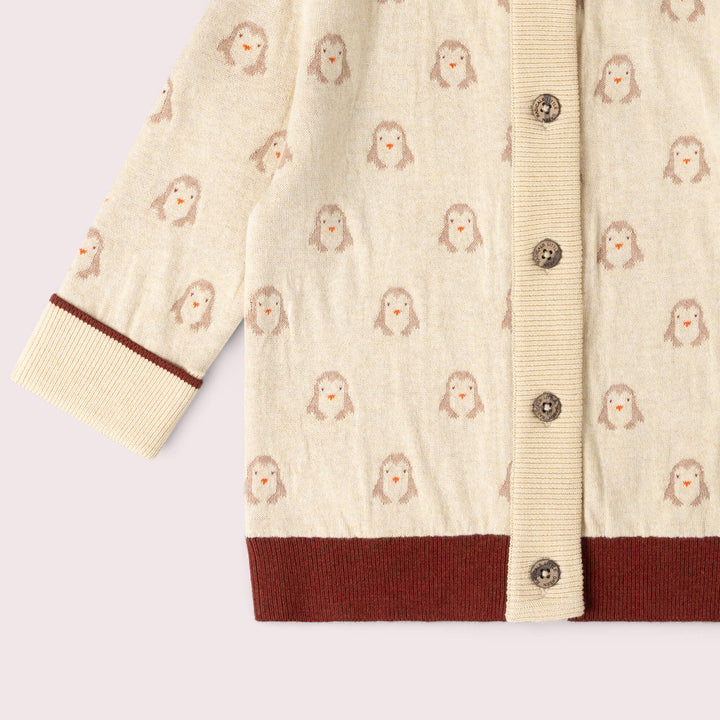 Snow Penguins Knitted Cardigan Cream / 7-8y