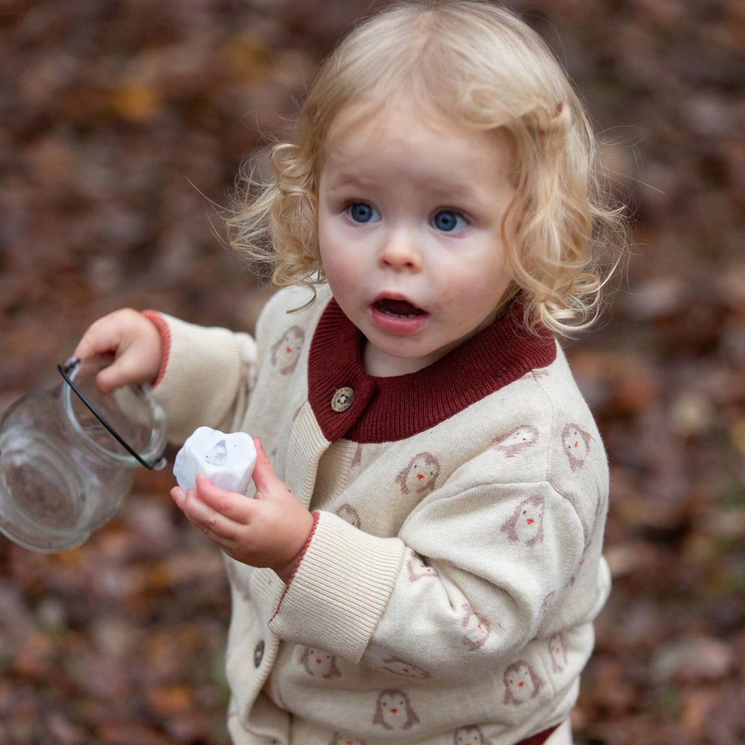 Snow Penguins Knitted Cardigan Cream / 7-8y