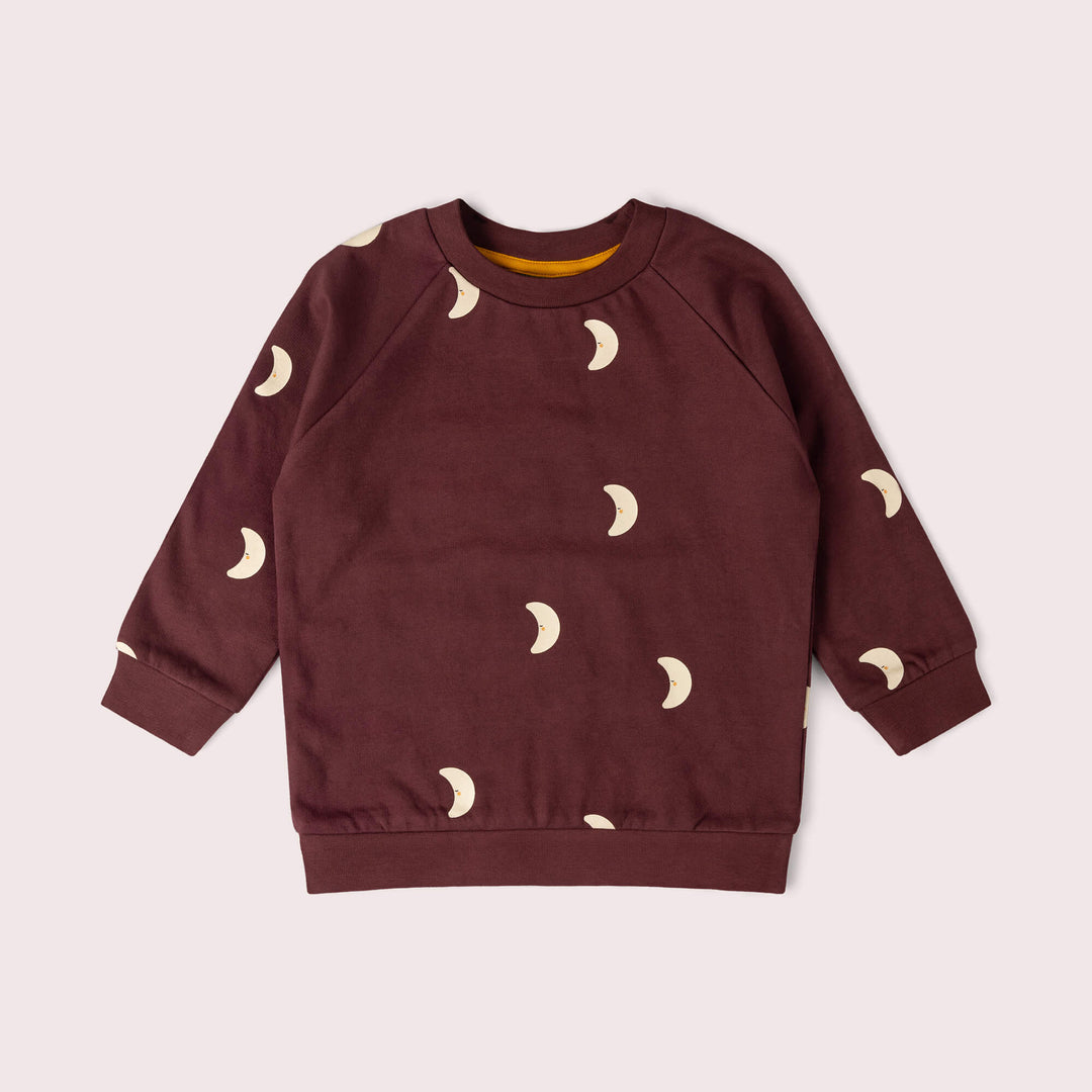 Waxing Moon Raglan Sweatshirt Brown / 7-8y