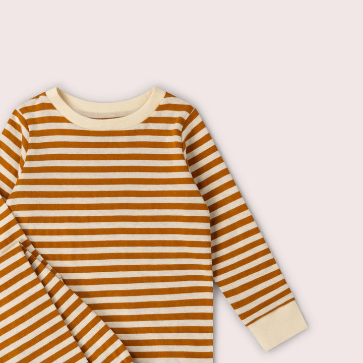 Apricot Striped Organic Pyjamas NOT AVAILABLE USA/CAN/AUS