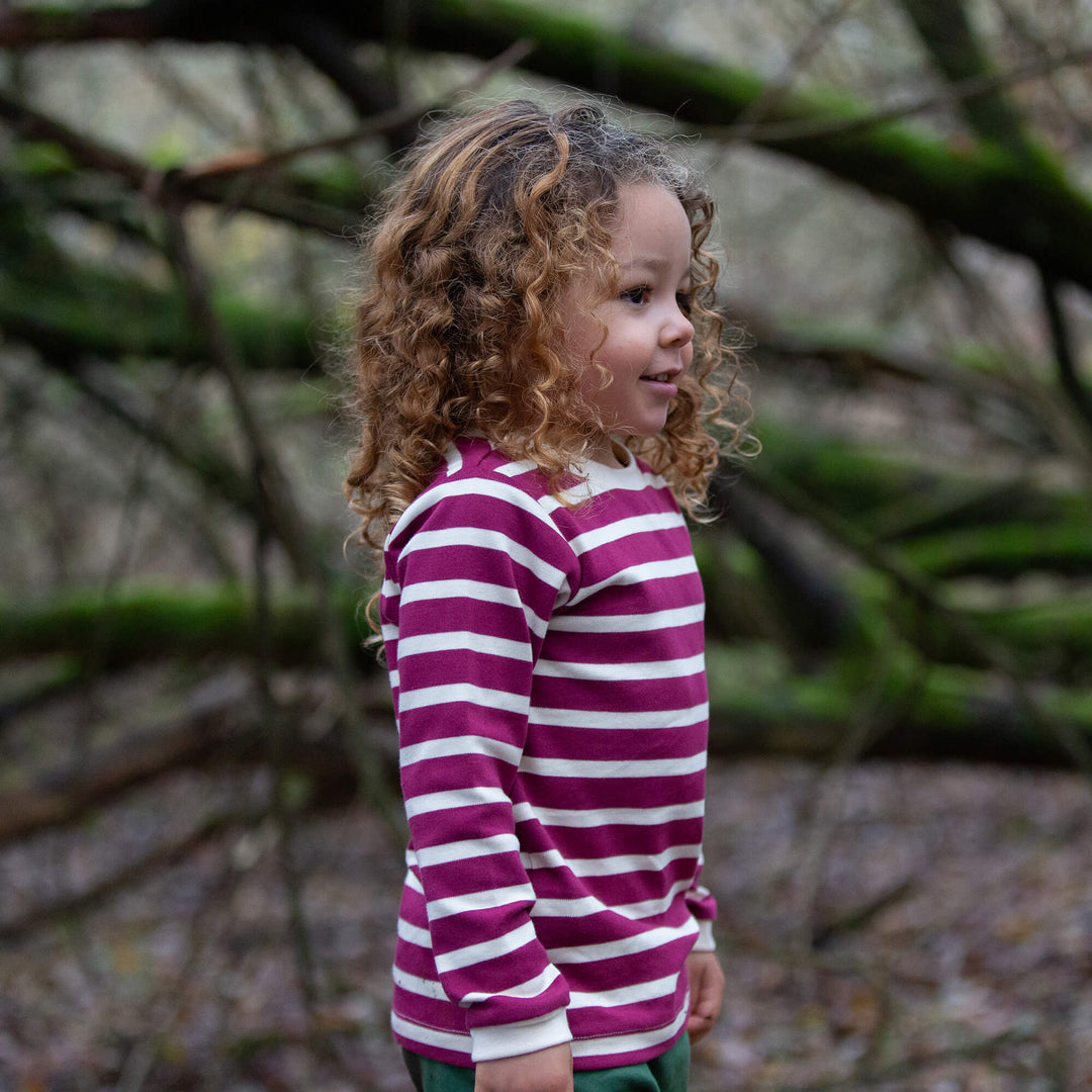 Berry Striped Long Sleeve T-Shirt Purple / 7-8y