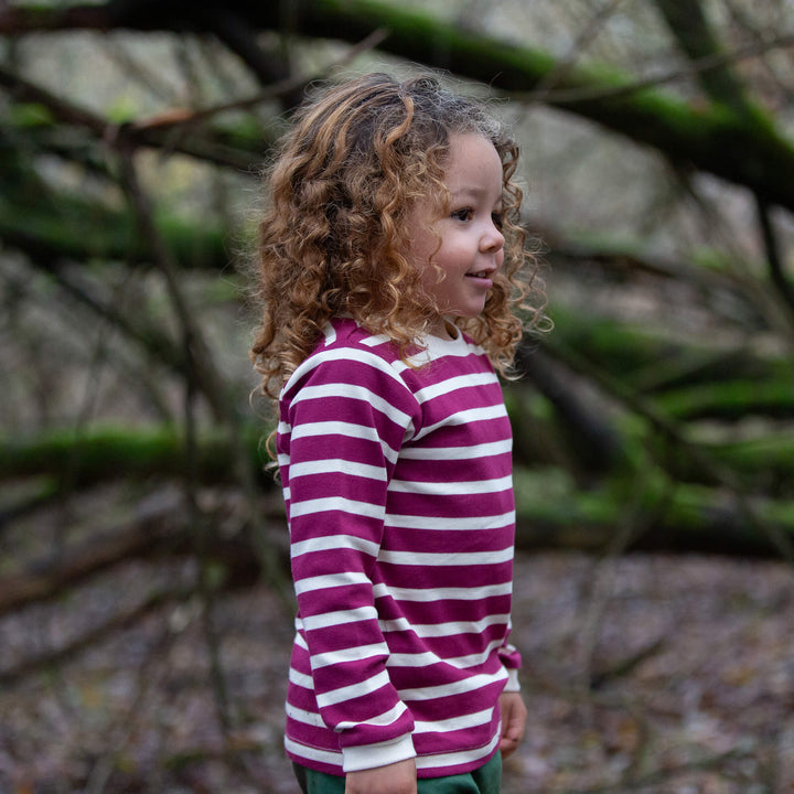Berry Striped Long Sleeve T-Shirt Purple / 7-8y