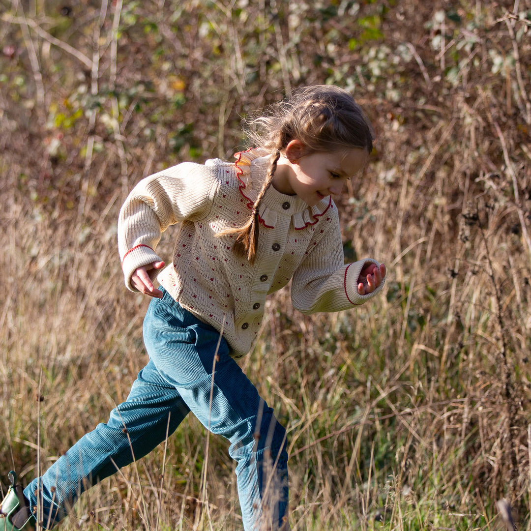Oatmeal Frill Snuggly Knitted Cardigan Cream / 7-8y