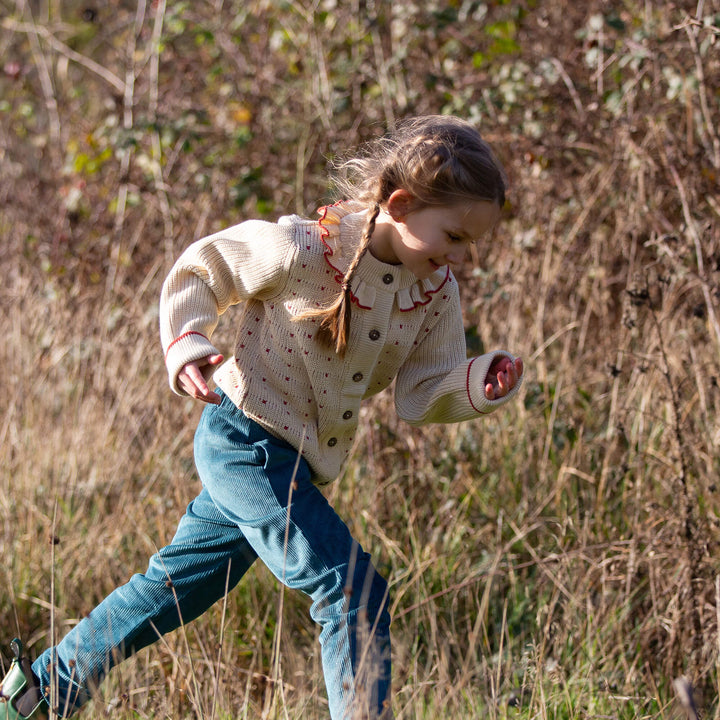 Oatmeal Frill Snuggly Knitted Cardigan Cream / 7-8y