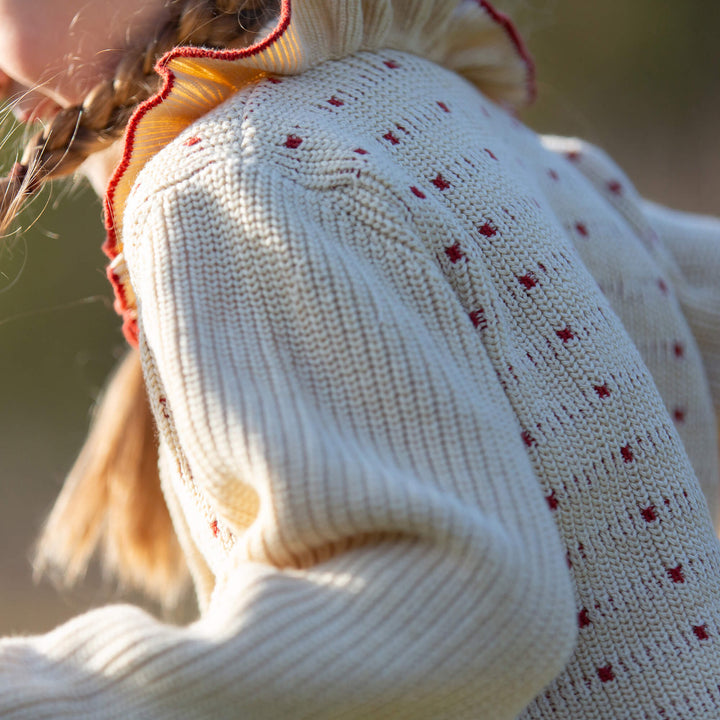 Oatmeal Frill Snuggly Knitted Cardigan Cream / 7-8y