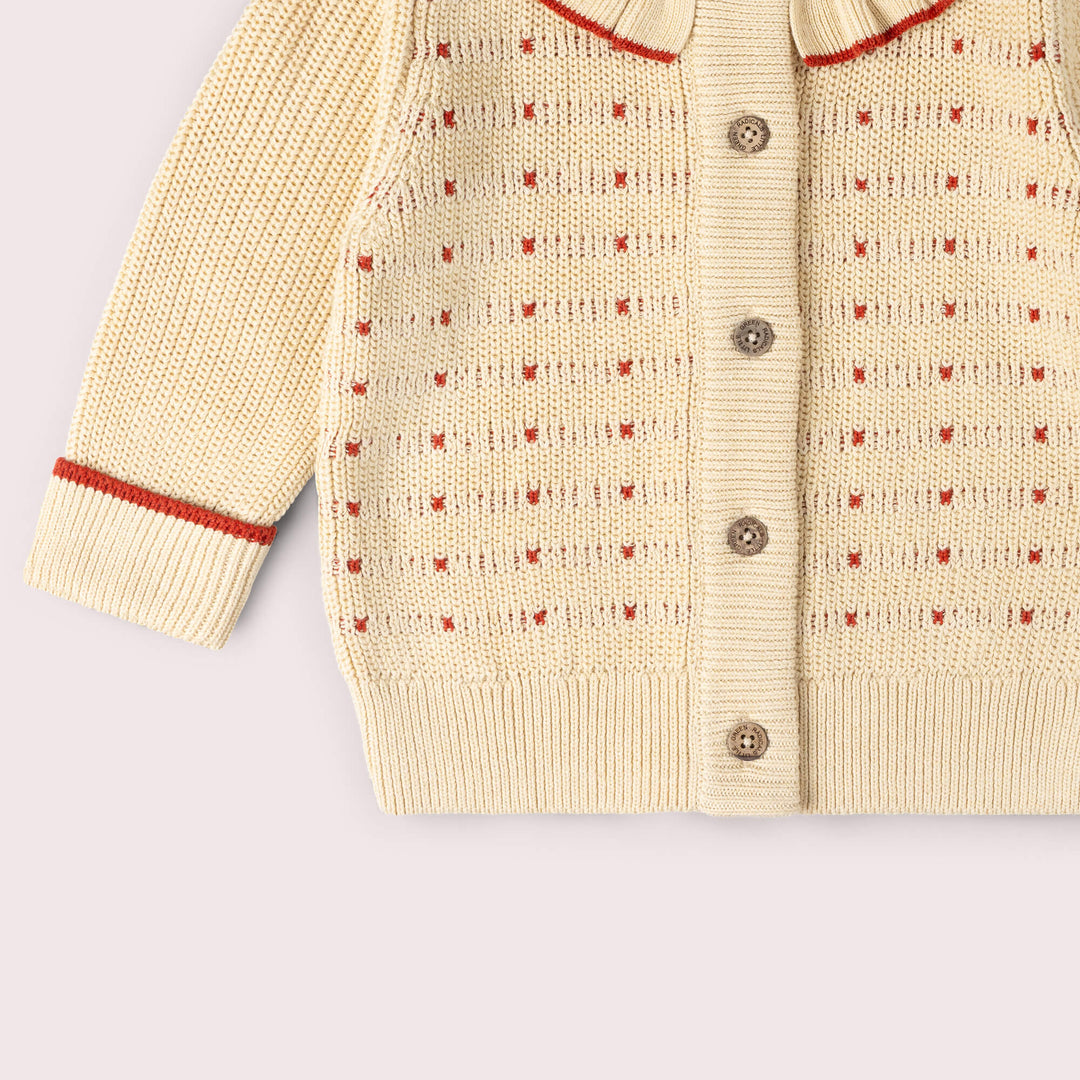 Oatmeal Frill Snuggly Knitted Cardigan Cream / 7-8y