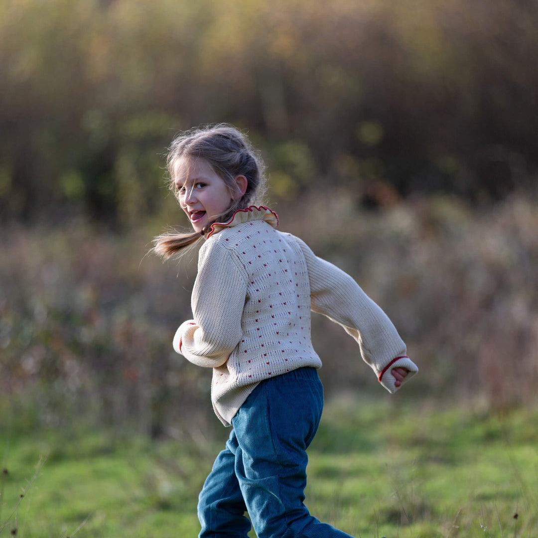 Oatmeal Frill Snuggly Knitted Cardigan Cream / 7-8y