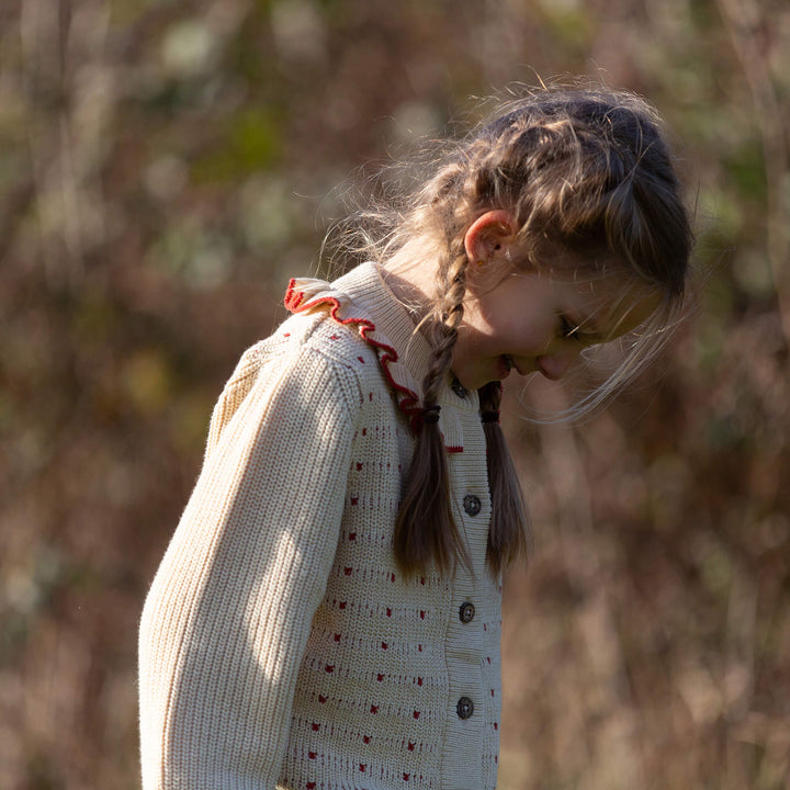 Oatmeal Frill Snuggly Knitted Cardigan Cream / 7-8y