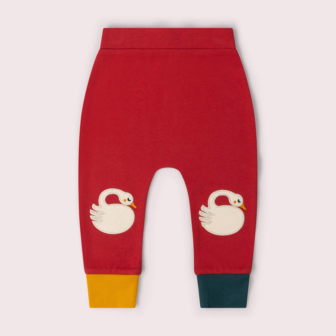 Sleeping Swans Knee Patch Joggers Red / 5-6y