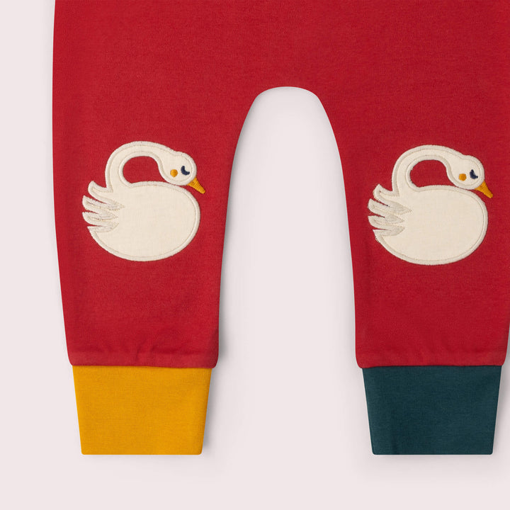 Sleeping Swans Knee Patch Joggers Red / 5-6y