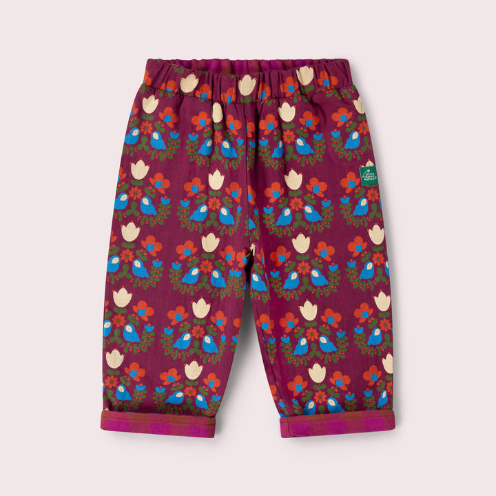 Folk Birds Reversible Pull On Trousers Purple / 7-8y